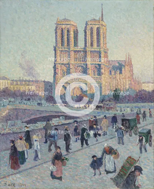 Pont Saint-Michel and Notre-Dame de Paris, 1901. Artist: Luce, Maximilien (1858-1941)