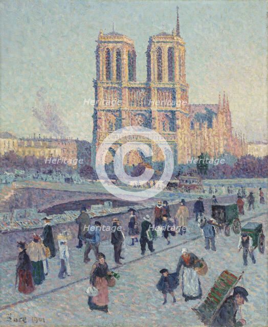 Pont Saint-Michel and Notre-Dame de Paris, 1901. Artist: Luce, Maximilien (1858-1941)