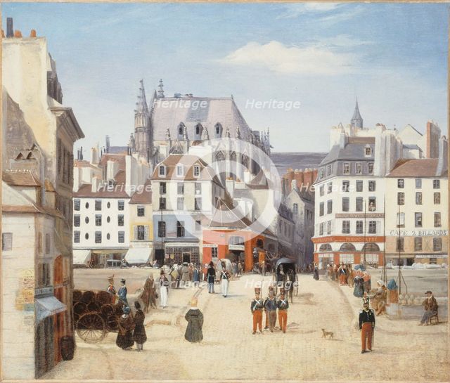Pont Saint-Michel and the city, around 1830. Creator: Unknown.
