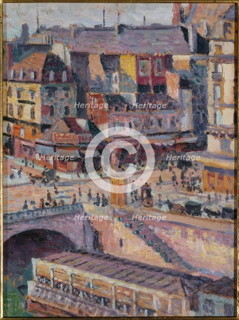 Pont Saint-Michel and the Quai des Orfevres around 1905. Creator: Unknown.