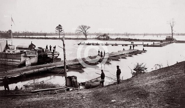 Pontoon Bridge, 1861-65. Creator: Egbert Guy Fowx.