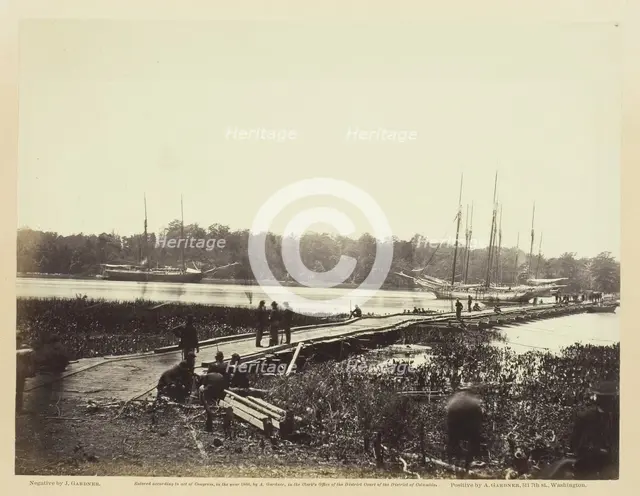 Pontoon Bridge Across The James, June 1864. Creator: James Gardner.