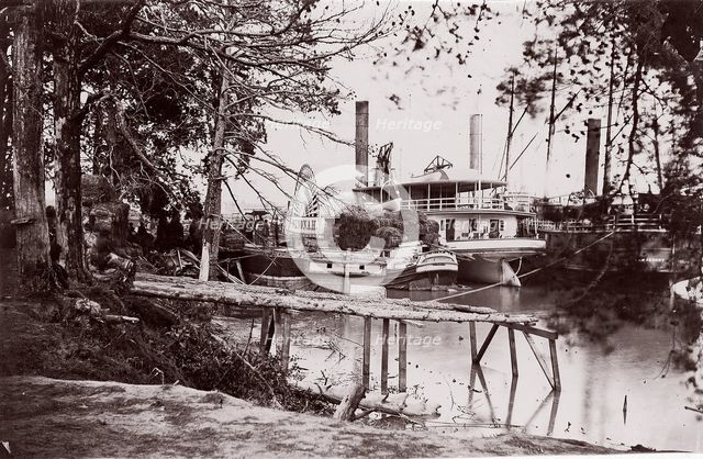 Pontoon Bridge at Deep Bottom, James River, 1864. Creator: Andrew Joseph Russell.