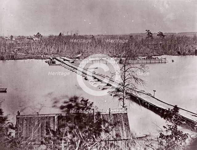Pontoon Bridge, Broadway Landing, Appomattox River, 1861-65. Creator: William Frank Browne.