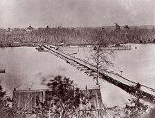 Pontoon Bridge, Broadway Landing, Appomattox River, 1861-65. Creator: William Frank Browne