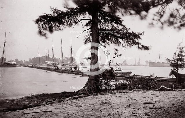 Pontoon Bridge, James River, 1864. Creator: Andrew Joseph Russell.