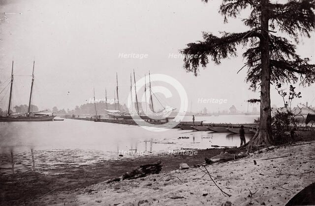 Pontoon Bridge, James River, 1864. Creator: Andrew Joseph Russell.