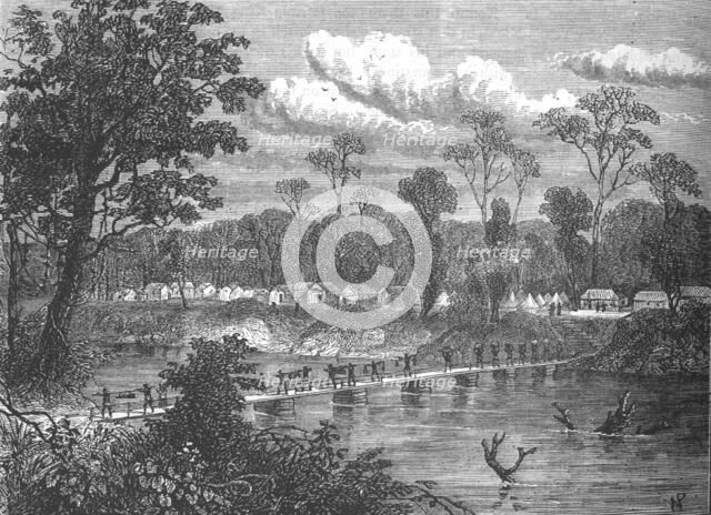 'Pontoon-bridge on the Prah', c1880. Artist: W.P..