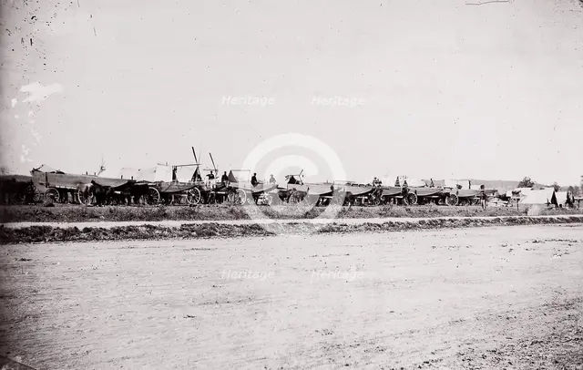 Pontoon Bridge Train, James River, 1864. Creator: Andrew Joseph Russell.