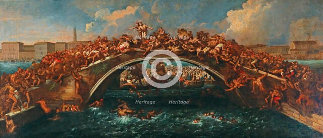 Ponte dei Pugni in Venice. Creator: Liberi, Pietro (1605-1687).