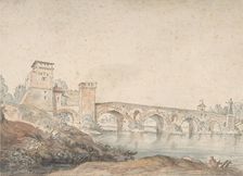 Ponte Molle, Rome, 18th century. Creator: Attributed to Joseph Vernet