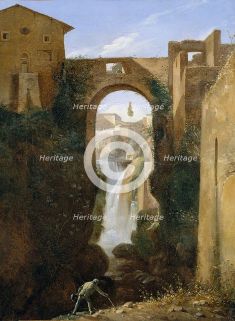 Ponte San Rocco and Waterfalls, Tivoli, ca. 1810-20. Creator: Francois-Marius Granet.