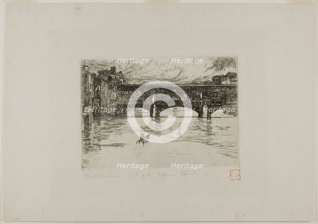 Ponte Vecchio, destroyed plate, 1880. Creator: Otto Henry Bacher.