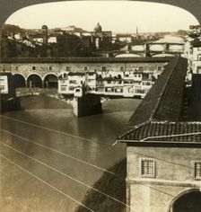 Ponte Vechio and westward sweep of the river Arno, at Florence, Italy c1909. Creator: Unknown