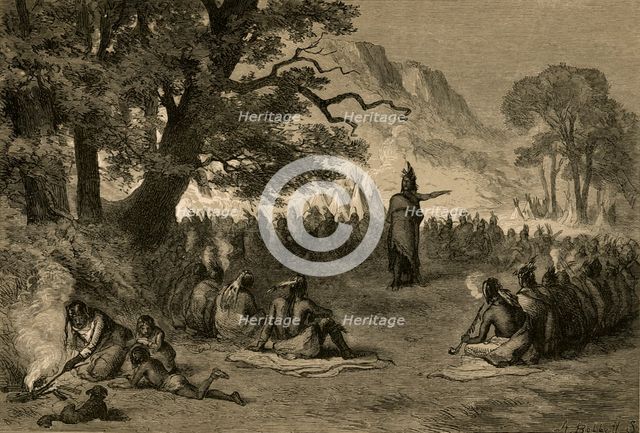 'Pontiac in Council', (1877). Creator: Albert Bobbett.