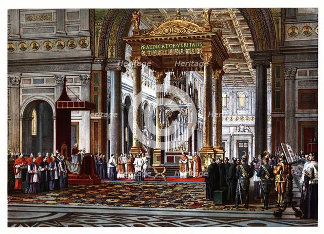 Pontifical ceremonies, 19th century. Vatican City. Feast of Saint Paul. Pontifical Mass at the Ch…