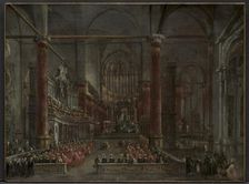 Pontifical Ceremony in SS. Giovanni e Paolo, Venice, 1782, c. 1783. Creator: Francesco Guardi (Italian, 1712-1793)