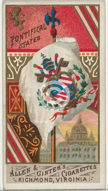 Pontifical States, from Flags of All Nations, Series 1 (N9) for Allen & Ginter Cigarettes ..., 1887. Creator: Allen & Ginter.