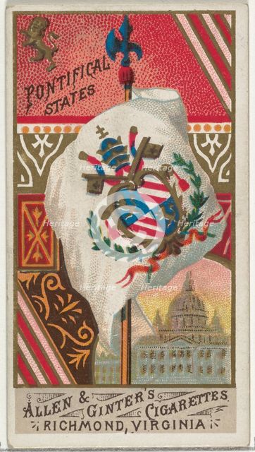 Pontifical States, from Flags of All Nations, Series 1 (N9) for Allen & Ginter Cigarettes ..., 1887. Creator: Allen & Ginter.