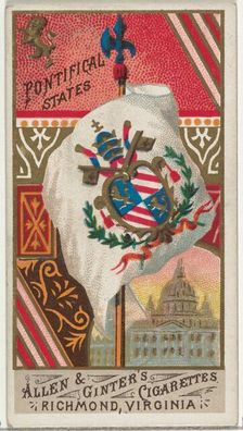 Pontifical States, from Flags of All Nations, Series 1 (N9) for Allen & Ginter Cigarettes ..., 1887. Creator: Allen & Ginter