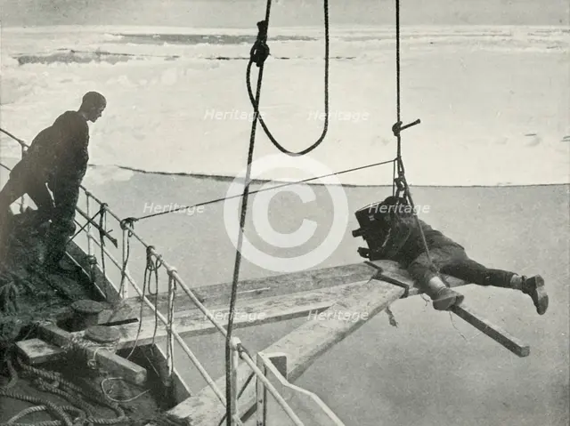 'Ponting Cinematographs The Bow of the 'Terra Nova'', c1910–1913, (1913). Artist: Unknown.