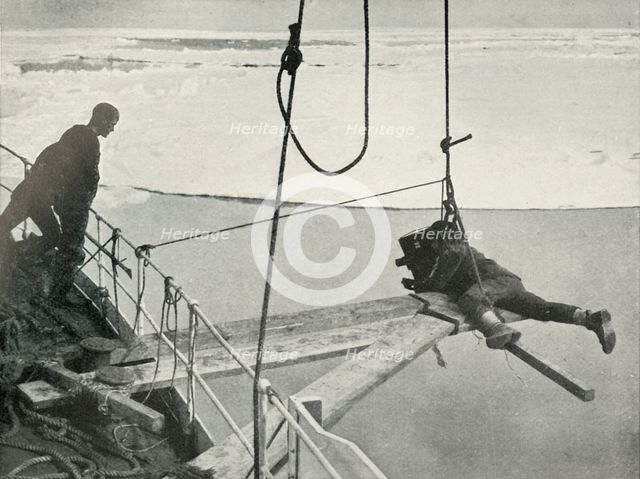 'Ponting Cinematographs The Bow of the 'Terra Nova'', c1910–1913, (1913). Artist: Unknown.