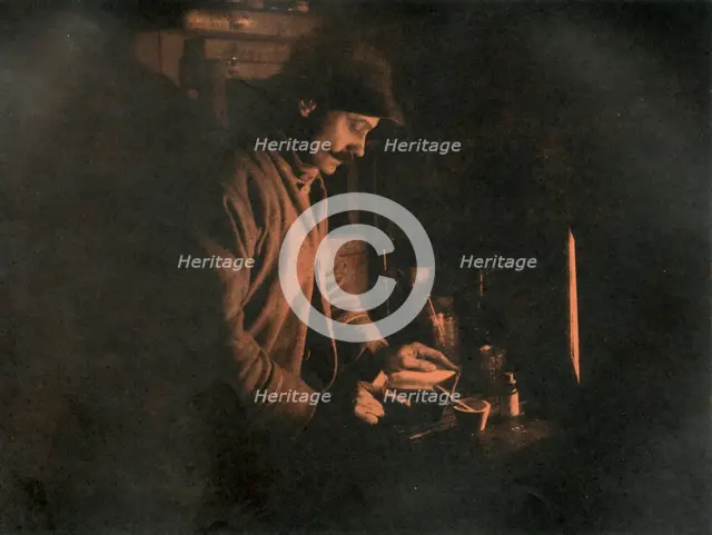 'Ponting Developing a Plate in the Dark Room', c1910–1913, (1913).  Artist: Unknown.