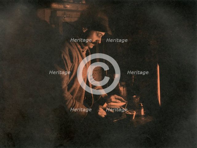'Ponting Developing a Plate in the Dark Room', c1910–1913, (1913).  Artist: Unknown.