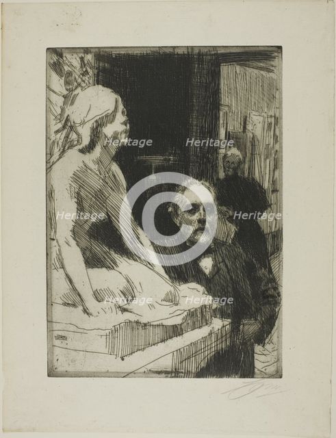 Pontus Fürstenberg and his Wife (standing near Hasselberg's "Frog"), 1895. Creator: Anders Leonard Zorn.