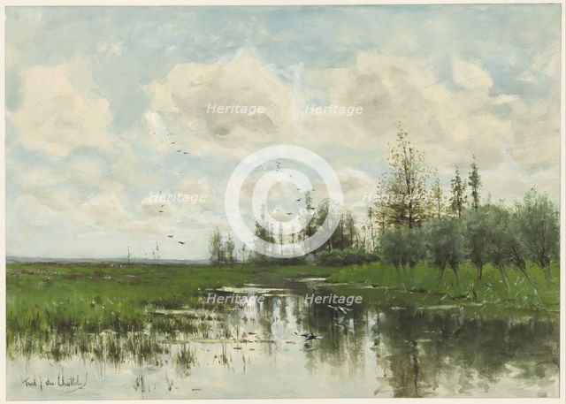 Pool with trees and pasture, 1866-1892. Creator: Frederik Jacobus van Rossum du Chattel.
