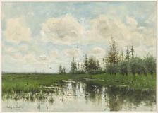 Pool with trees and pasture, 1866-1892. Creator: Frederik Jacobus van Rossum du Chattel