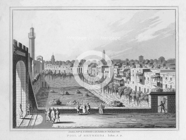 'Pool of Bethesda. John. 5. 2.', 1830. Artist: J Clarke.