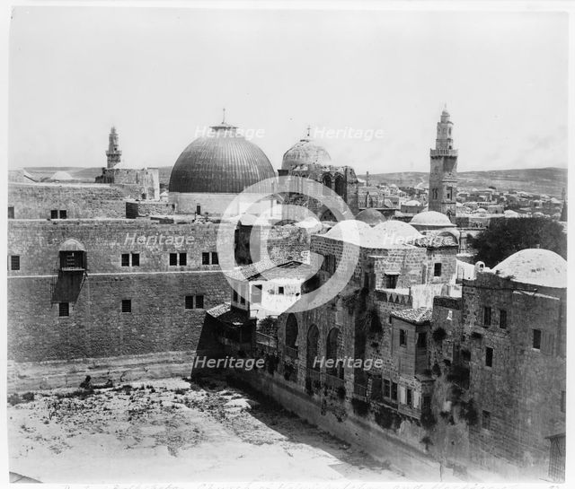 Pool of Hezekiah, Church of the Holy Sepulchre, and Hospice of the Knights of St. John, Between 1860 and 1880.