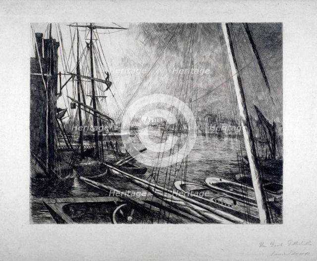 Pool of London from Rotherhithe, with ships in the foreground, c1890.                       Artist: Edwin Edwards