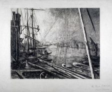 Pool of London from Rotherhithe, with ships in the foreground, c1890. Artist: Edwin Edwards