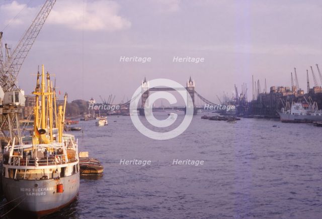 Pool of London with Docks and Tower Bridge, London, England, 1962. Artist: CM Dixon.