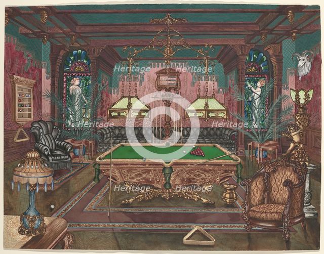 Pool Room, 1890, 1935/1942. Creator: Perkins Harnly.