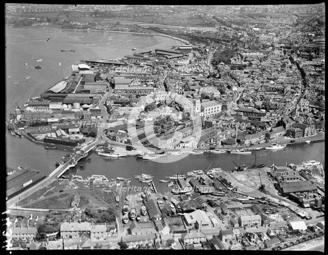 Poole Old Town and the waterfront, Poole, 1936. Creator: Aeropictorial Ltd.