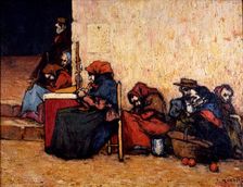 Poor waiting the soup 1899, oil by Isidre Nonell