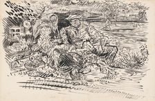 Poor family outside, 1940. Creator: Arnold Peter Weisz-Kubincan