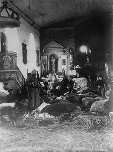 Poor in North France sleeping in church, between 1914 and c1915. Creator: Bain News Service