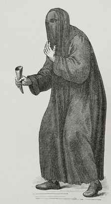 Poor man ashamed - alms begging in the churches and streets of Venice, 1590, (1877). Creator: Unknown