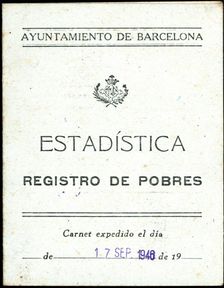 Poor Registration Card issued by the City Council of Barcelona in 1946