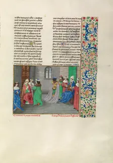 Pope Urban VI and the Anti-Pope Clement VII, c1378; Chroniques (Book Three), about 1480-1483. Creator: Master of the Getty Froissart