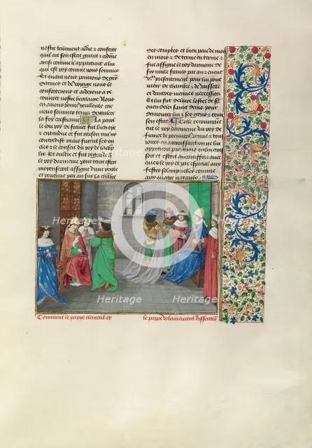 Pope Urban VI and the Anti-Pope Clement VII, c1378; Chroniques (Book Three), about 1480-1483. Creator: Master of the Getty Froissart.