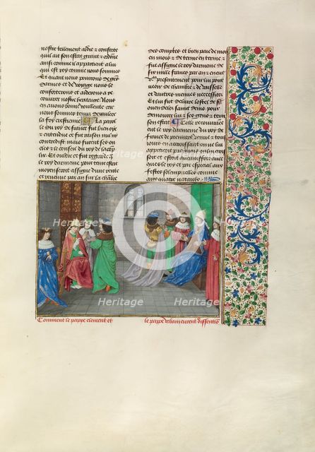 Pope Urban VI and the Anti-Pope Clement VII, c1378; Chroniques (Book Three), about 1480-1483. Creator: Master of the Getty Froissart.