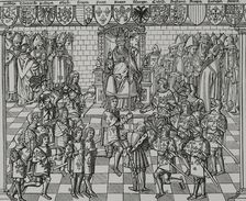 Pope Urban II, (1042-1099) preaching at the Council of Clermont, 1095, 1522 (1877). Creator: Unknown