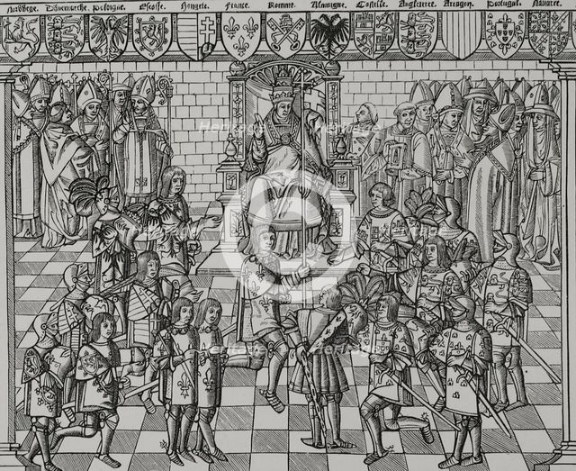Pope Urban II, (1042-1099) preaching at the Council of Clermont, 1095, 1522 (1877).  Creator: Unknown.