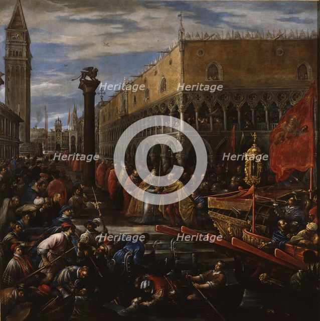 Pope Alexander III giving a Blessed Sword to Doge Sebastiano Ziani, c1590. Creator: Francesco Bassano II.