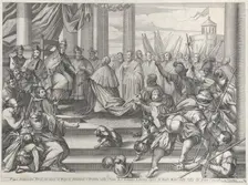 Pope Alexander III presents Doge Ziani with standards and bugles after his defeat of H..., ca. 1720. Creator: Anon
